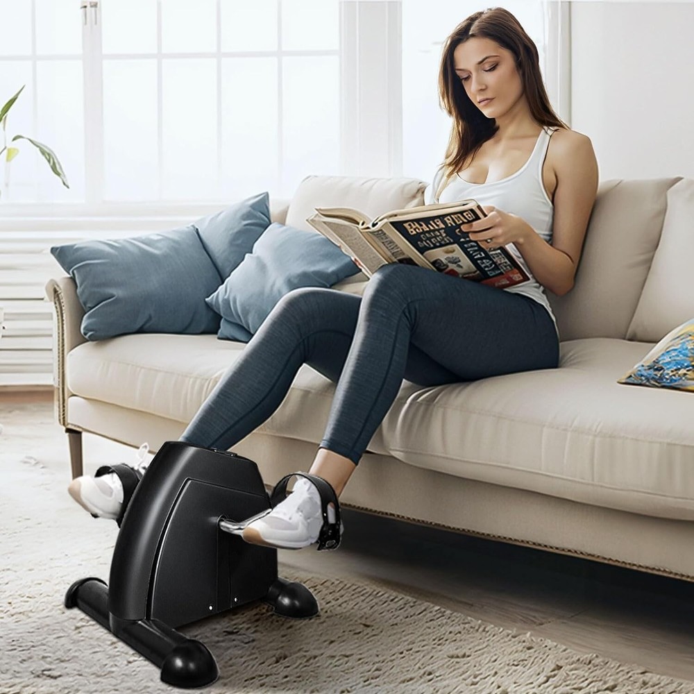Compact Pedal Exerciser with Adjustable Resistance and Digital Display - Black