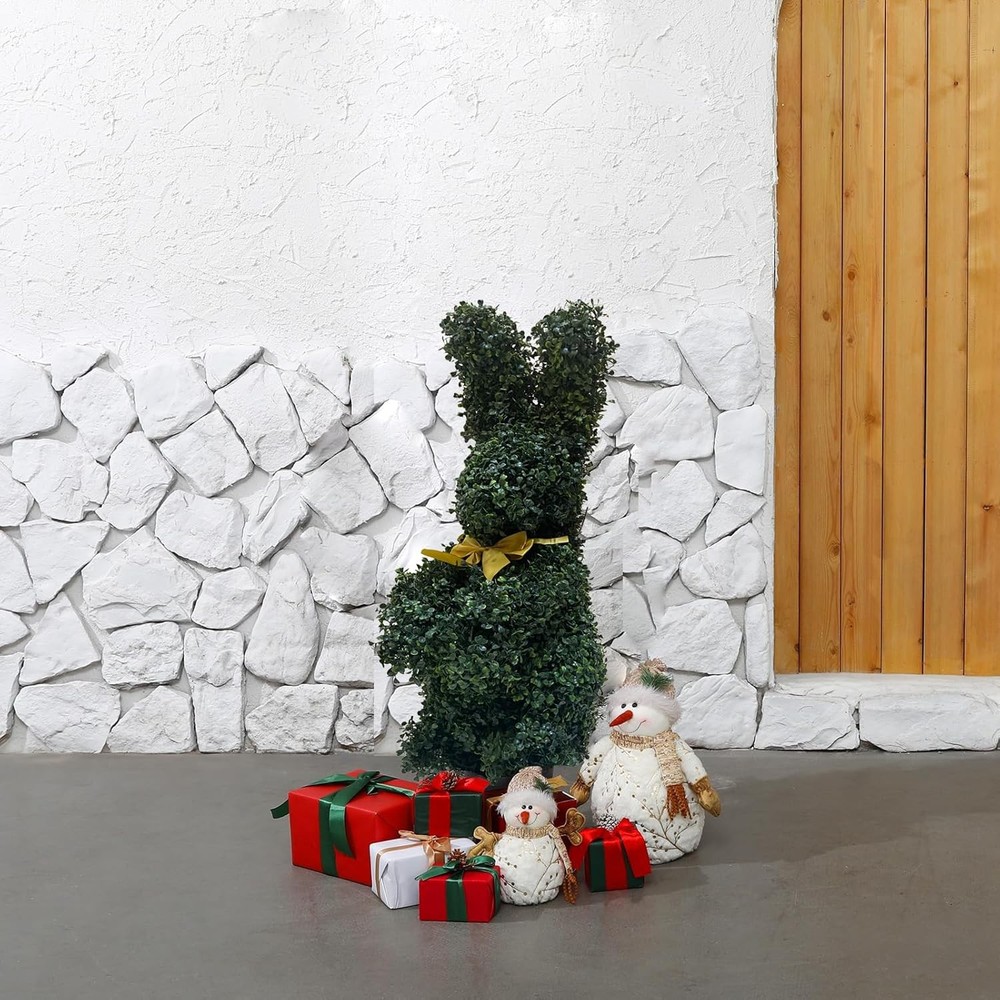 36 Inch Artificial Bunny Topiary Tree UV Resistant 2pk