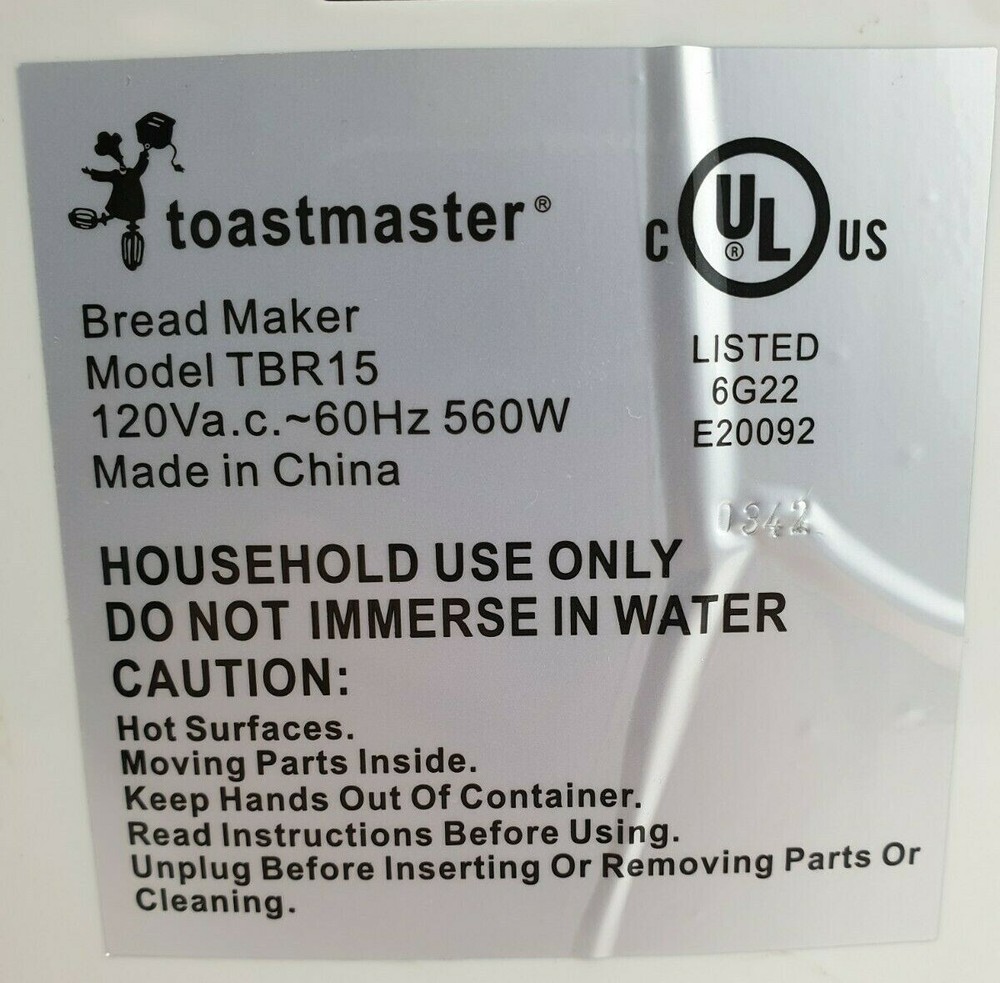 Motor only for Toastmaster Bread Maker Machine Model TBR15