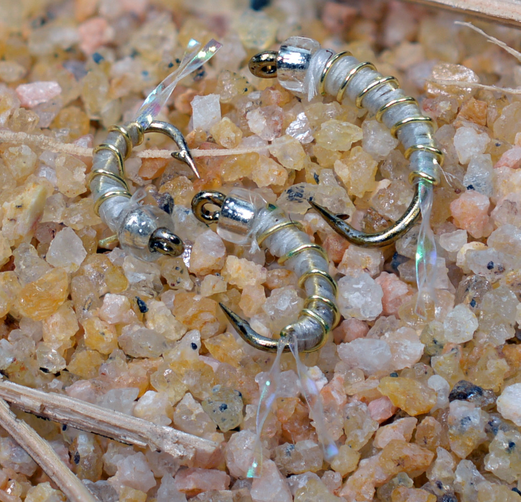 Glass Bead Zebra White Nymph Midge Fly Mustad Signature Hooks - 12 Flies