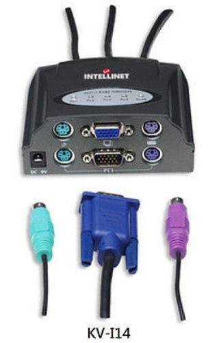 4-Port PS/2 Mini KVM Switch w/ Cables Intellinet  502528