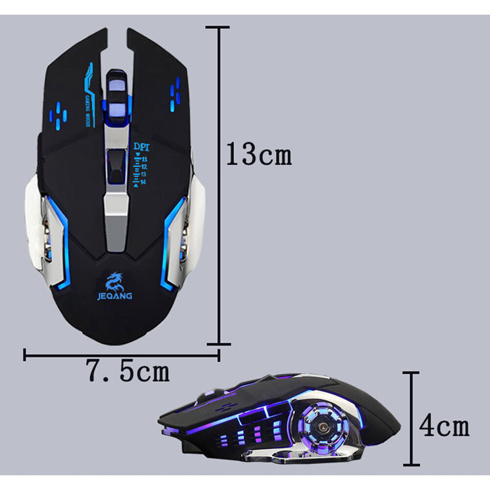 LED Rechargeable Wireless Backlit USB Optical Ergonomic Gaming Mouse Mice