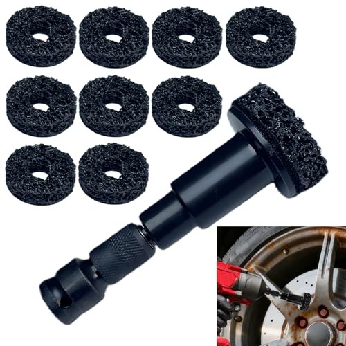 Wheel Hub Cleaning Tool Kit 10-Pad Quick Rust Removal for Lug Studs & Rotors