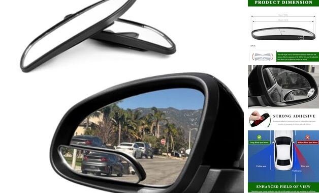 2 PCS Blind Spot Car Mirrors, Rectangular HD Glass Convex Side Mirrors with