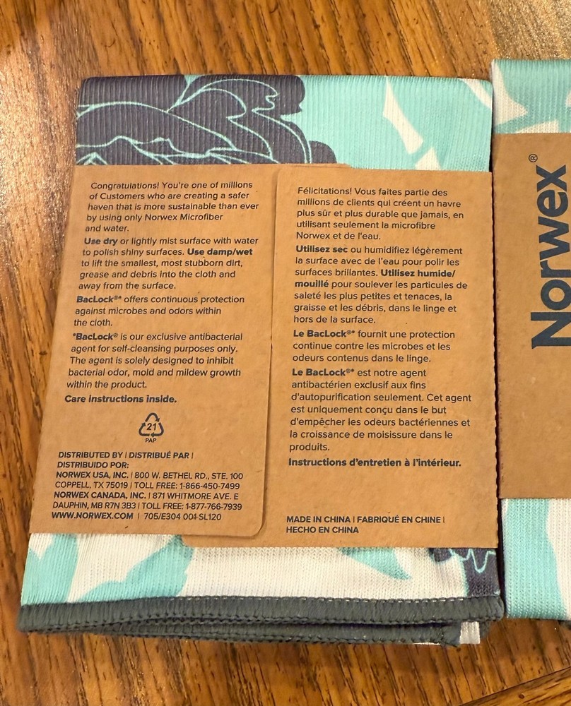 New Limited Edition Norwex Window Cloth Microfiber with BacLock