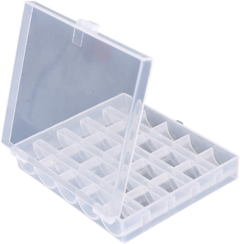 2 Pack 25 Slots Empty Bobbins Spools Box, Sewing Craft Plastic Case Storage Box