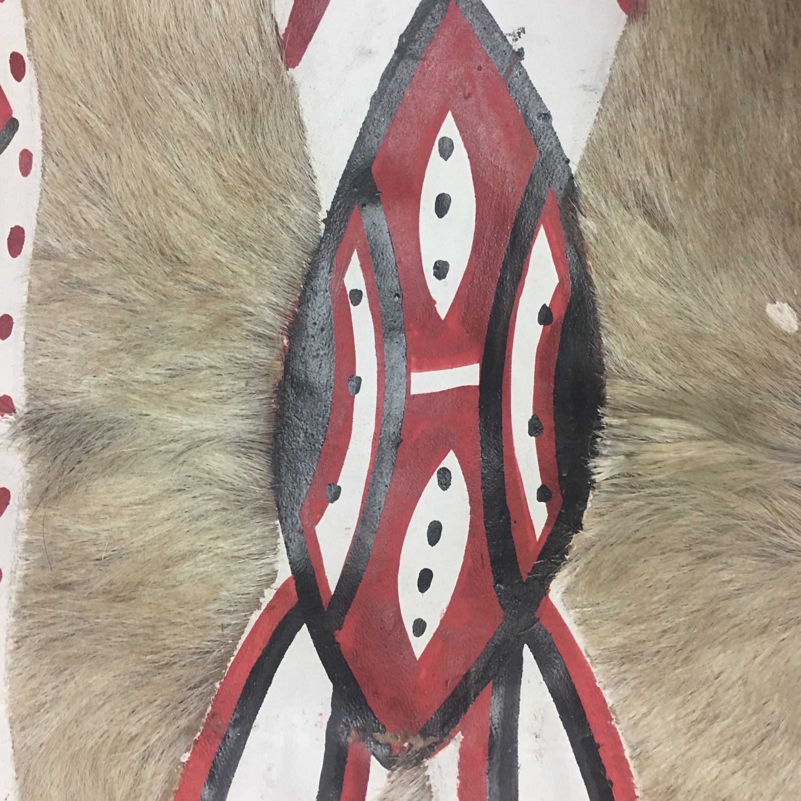 African Maasai Cowhide Shield And Knife Tribal Kenya Ethnic Painted Masai 30x16”