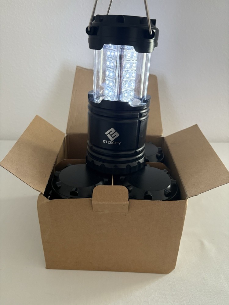 4 PACK LED CAMPING LANTERN, LED LANTERNS COLLAPSIBLE - 4 PACK BLACK