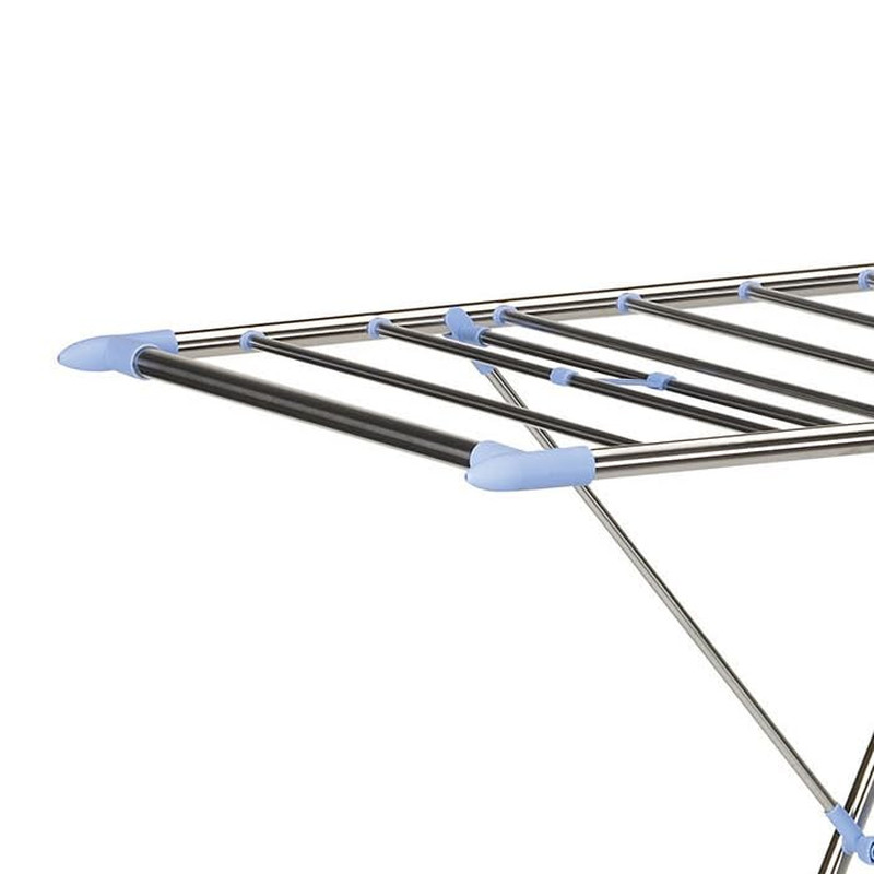 Collapsible Adjustable Gullwing Metal Clothes Drying Rack in Grey