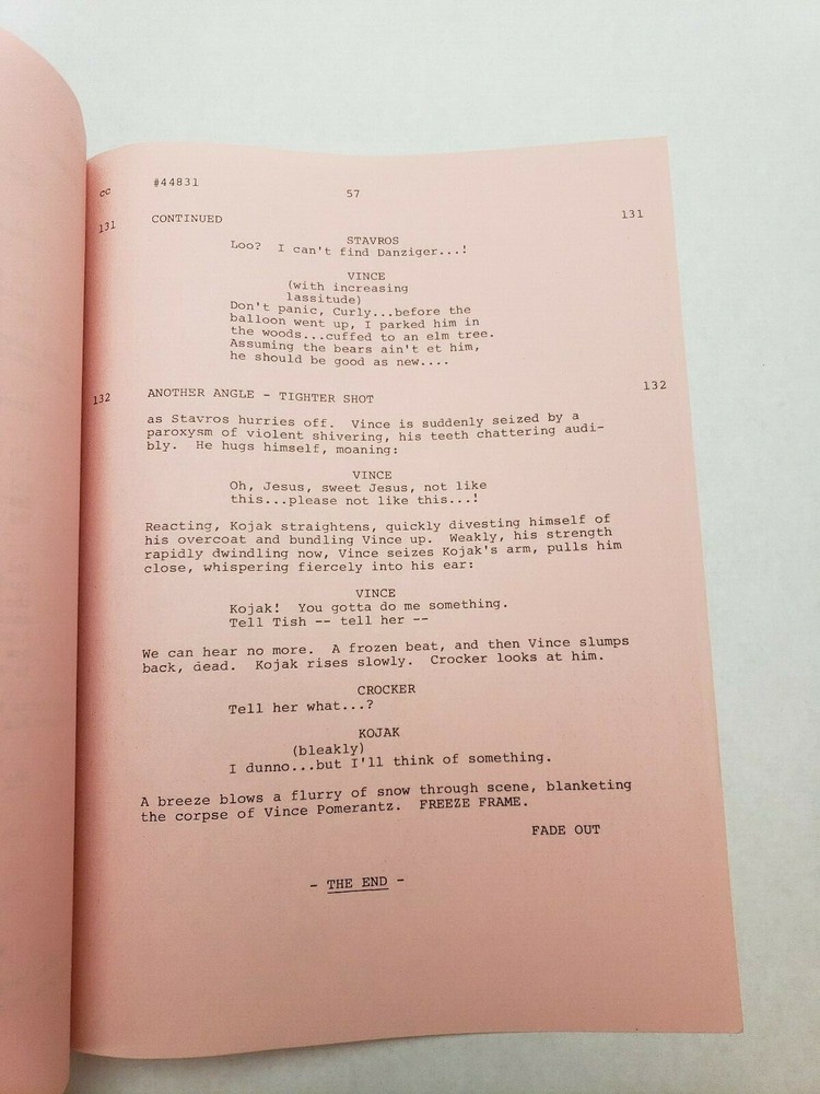 KOJAK / Jack Laird 1974 TV Script Telly Savalas, crime boss "Monkey on a String"