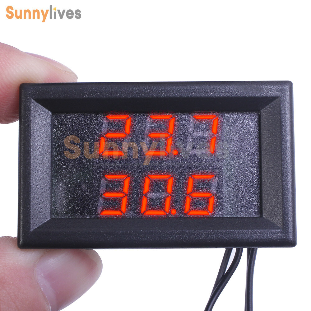 Dual LED Display Digital Thermometer Waterproof Temperature Sensor NTC Probe