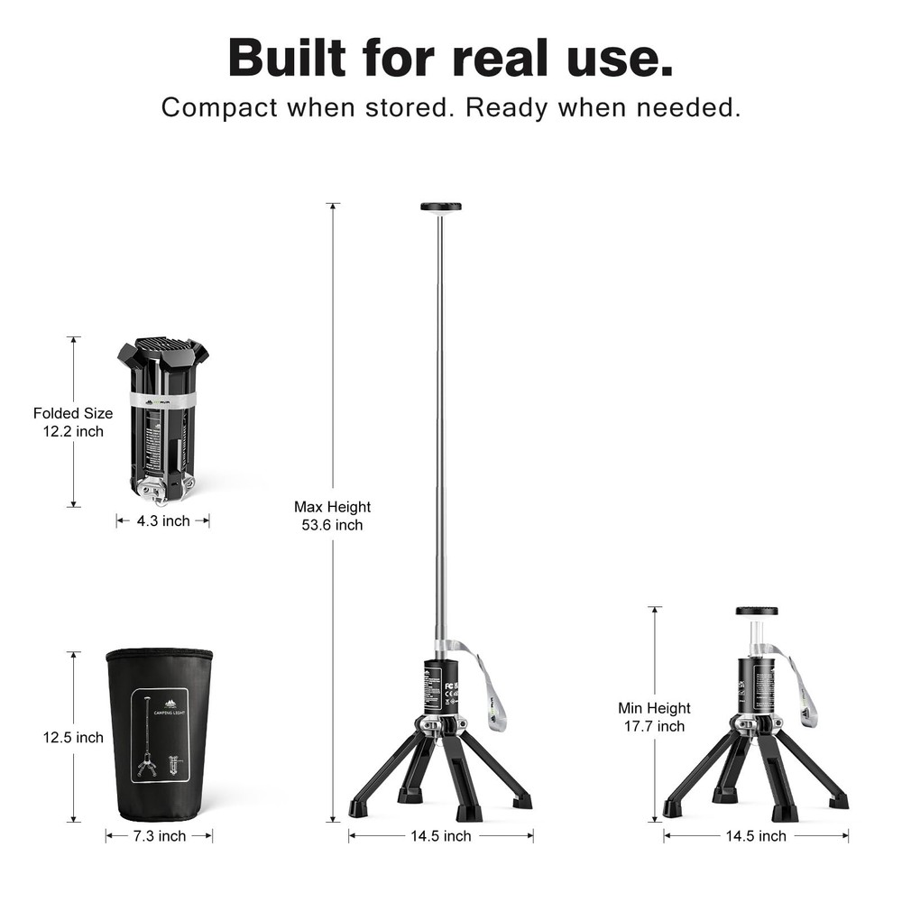 Telescopic Camping Light, Rechargeable Outdoor Lantern with Adjustable Height...