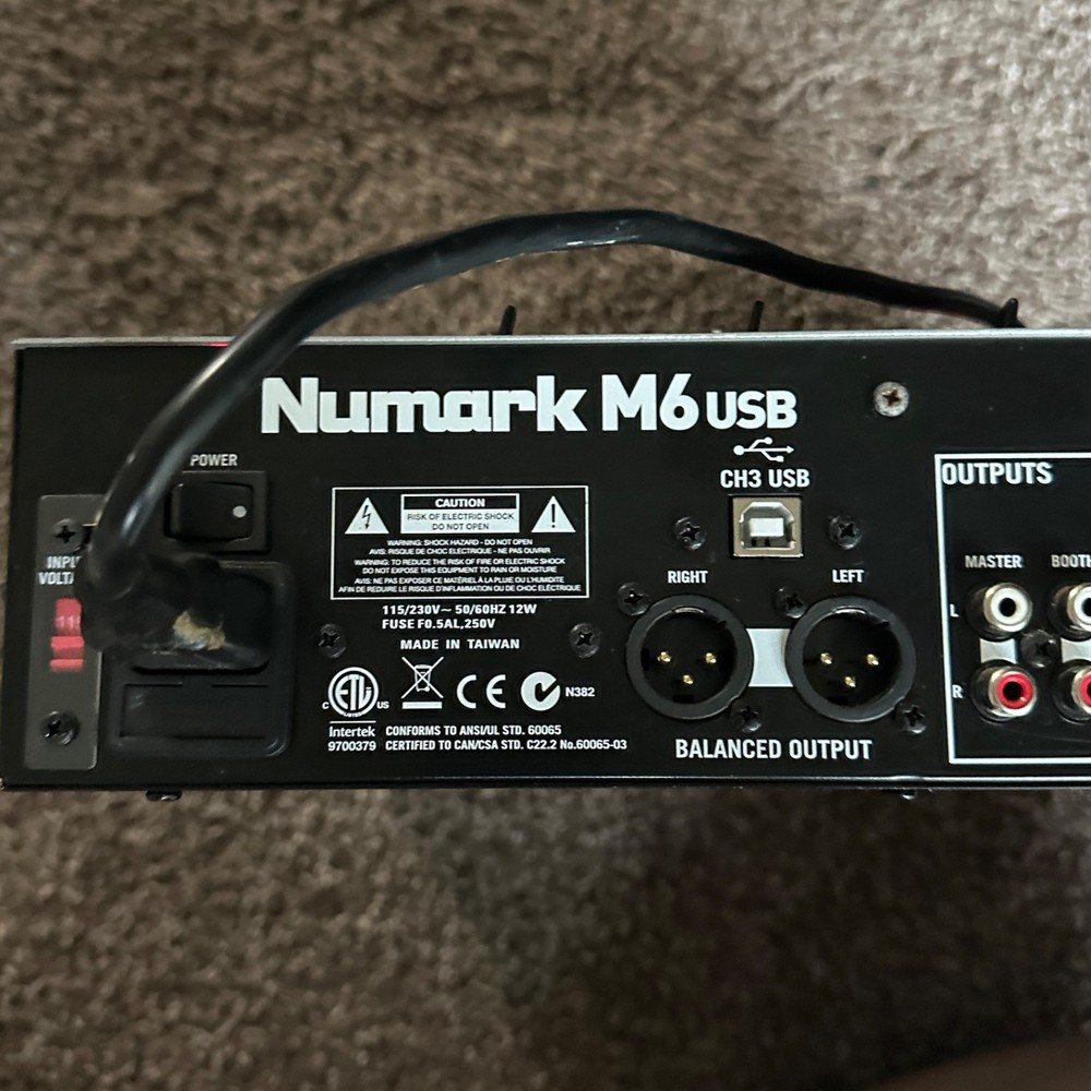 Numark M6USB 4-Channel DJ Mixer, Black/Silver, Tested