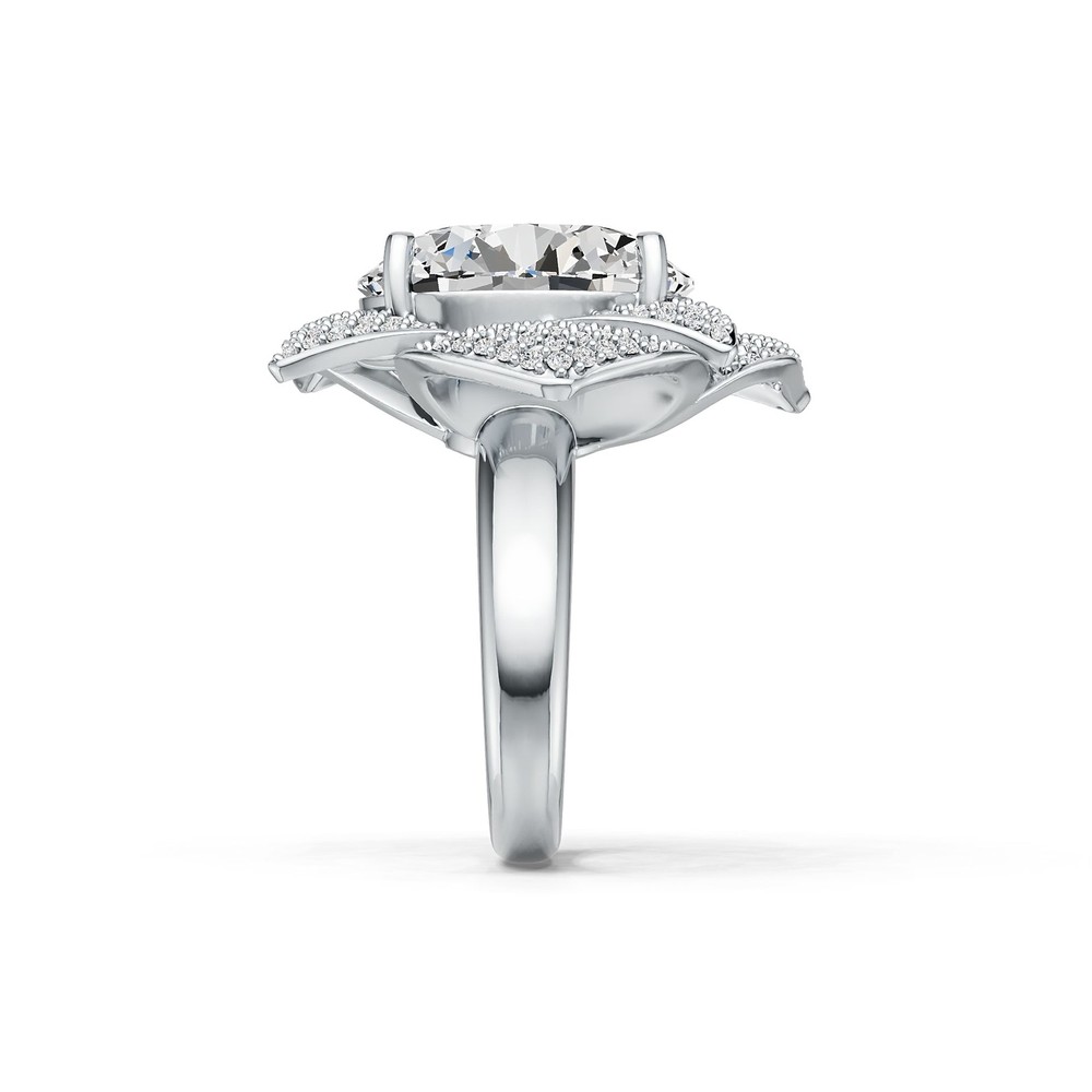 Sterling Silver Semi Mount Ring Setting Round RD 15x15mm Flower Theme
