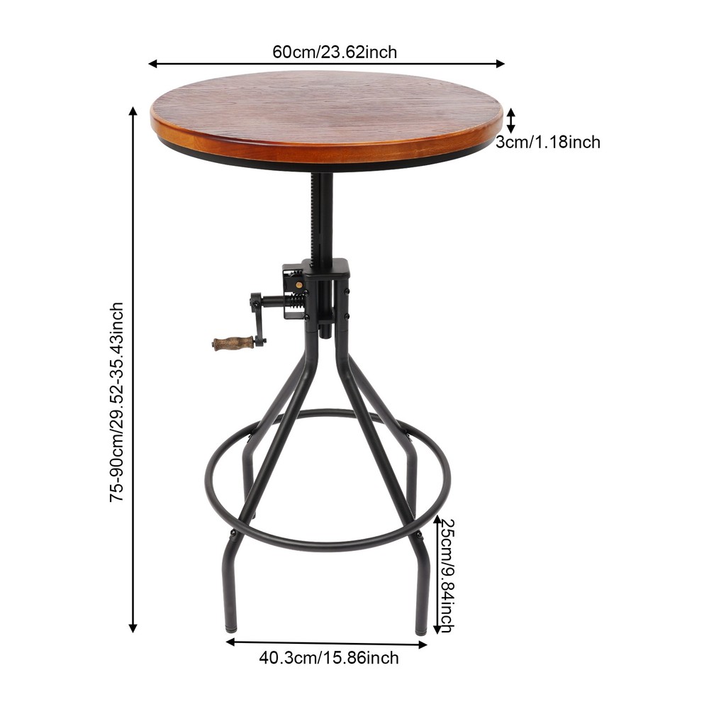 Height Adjustable Side Table Lifting Bar Table Rustic Elegance Style Side Table