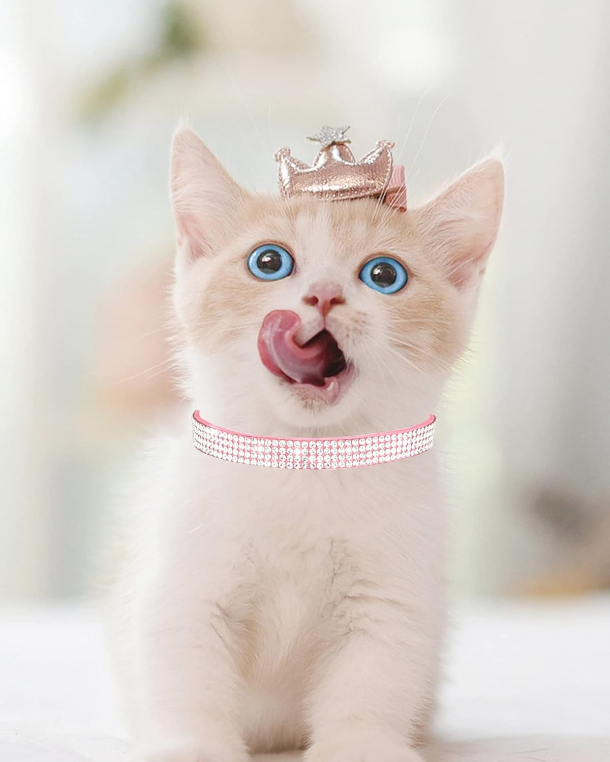 Cat Collars for Girl Cats with Rhinestone Soft Velvet,Breakaway Cat Collars with