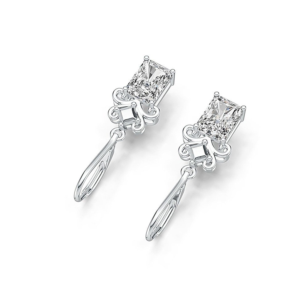 Sterling Silver Semi Mount Earrings Setting Emerald OCT 8x6mm Dangle