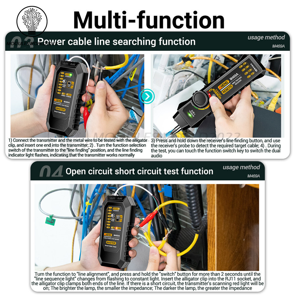 ANENG M469A Multifunctional Network Cable Tracker Networking Analyzer RJ45 RJ11