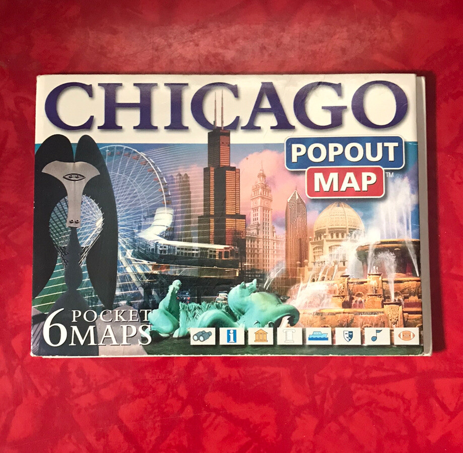 CHICAGO POPOUT MAP - 6 POCKET MAPS 1985