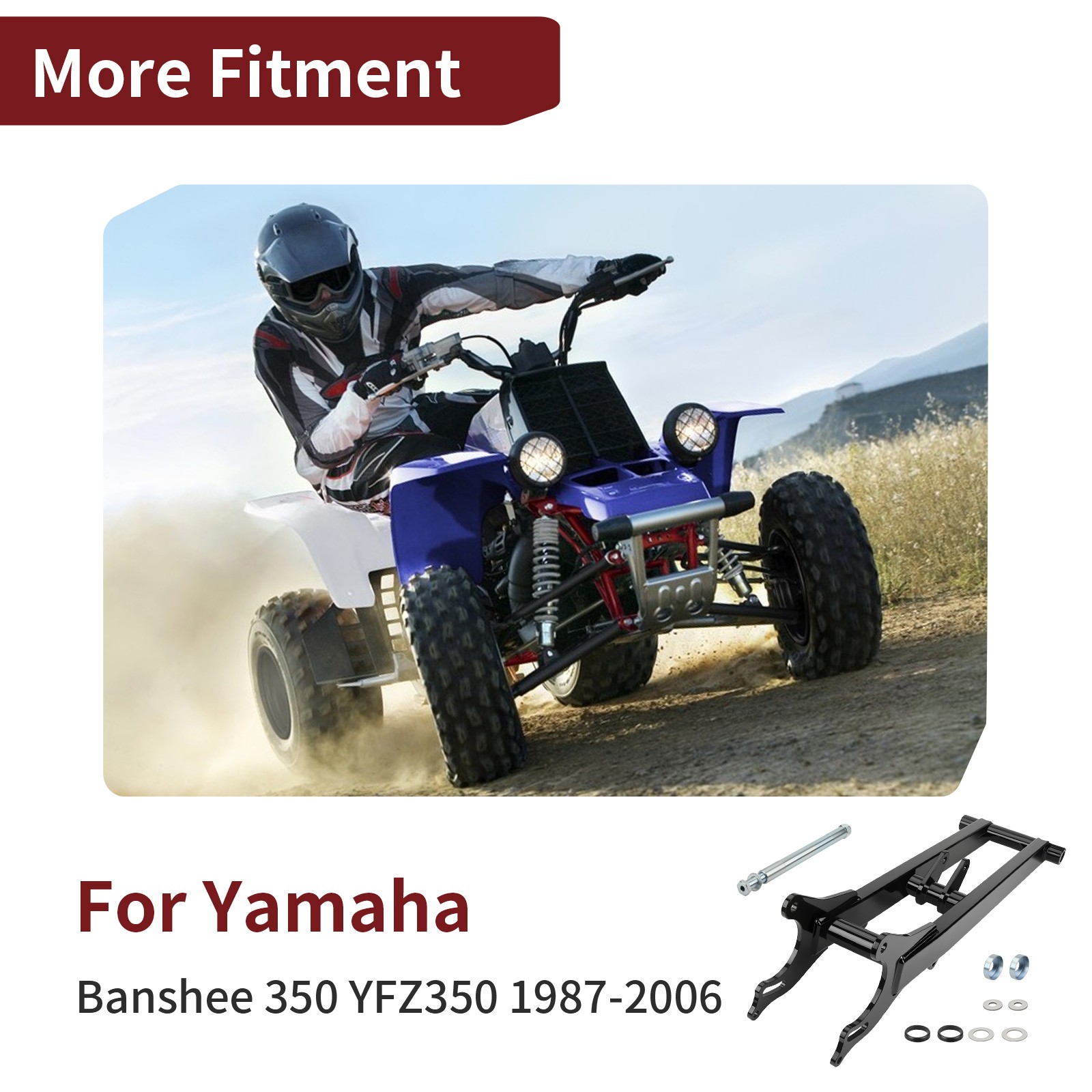 +6" Extended Chrome Black Rear Swing Arm For Yamaha Banshee 350 YFZ350 1987-2006