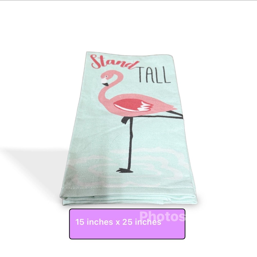 Flamingo Serving Platter & Kitchen Towel Appetizer Side Dishes Melamine 11" 2pc