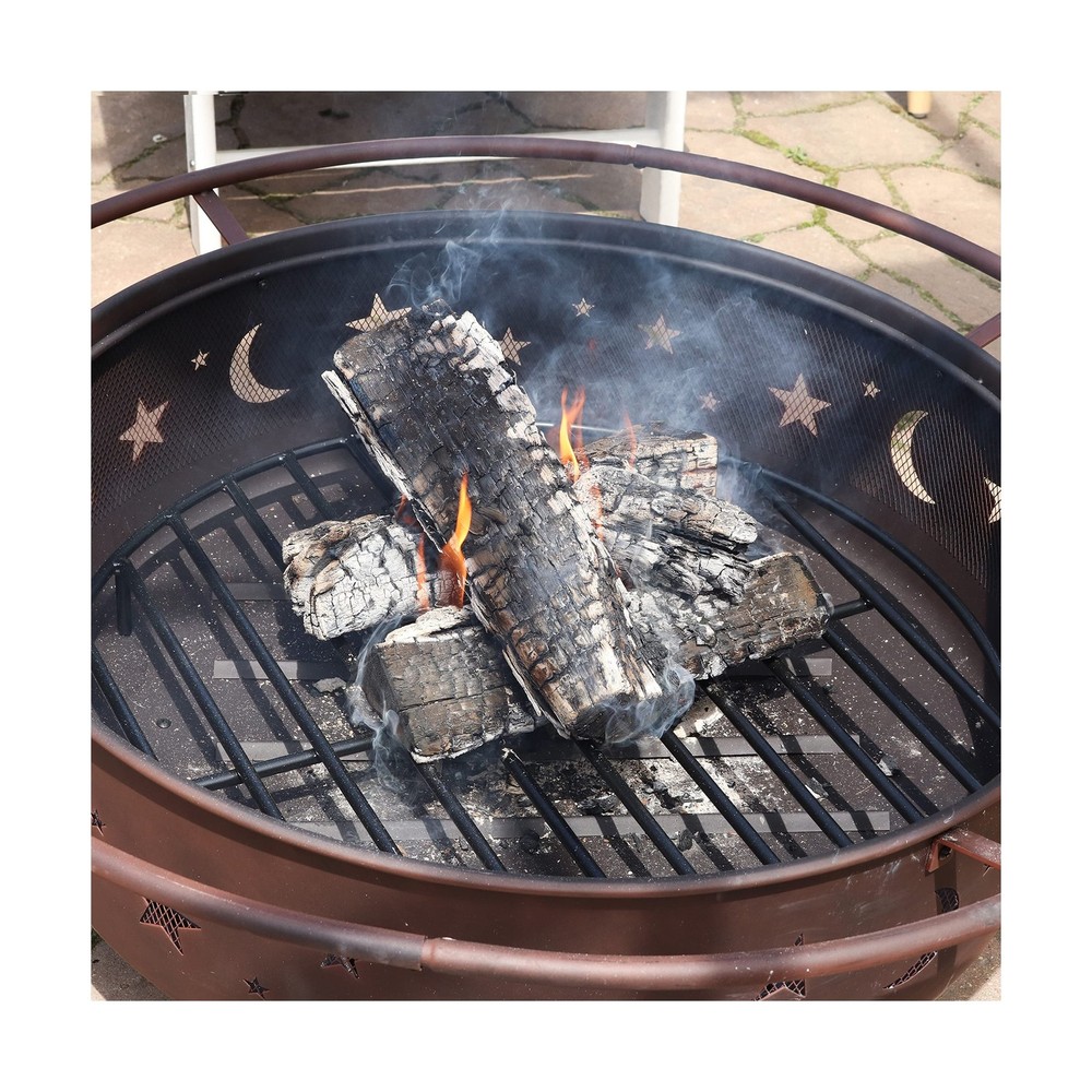 Sunnydaze Round Fire Pit Grate - Elevated Wood Grate for Fire Pit - Heavy-Dut...