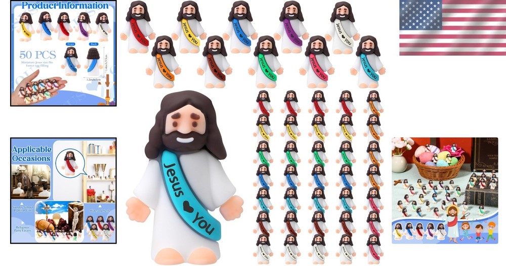 Miniature Jesus Doll Collection - 50 Vibrant Figures for Easter Egg Stuffing