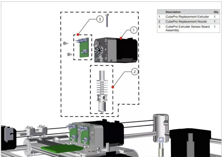 3D Systems Cube Pro 3D Printer Extruder Nozzle Assembly Replacement #403018 NEW