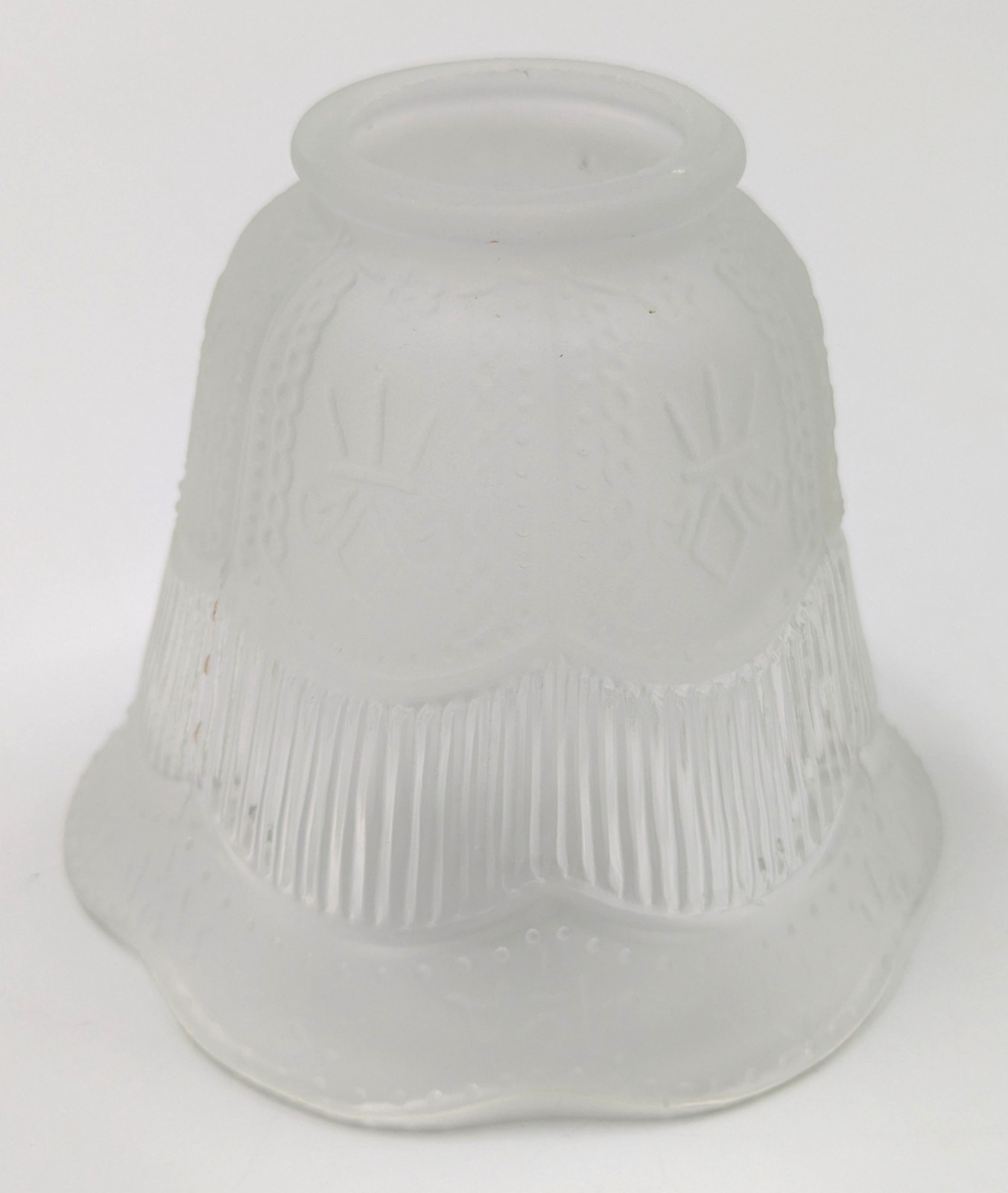 NOS! Bell-Shaped Clear Ribbed Frosted Glass Shade, 2-1/4” Fitter, 5” dia.