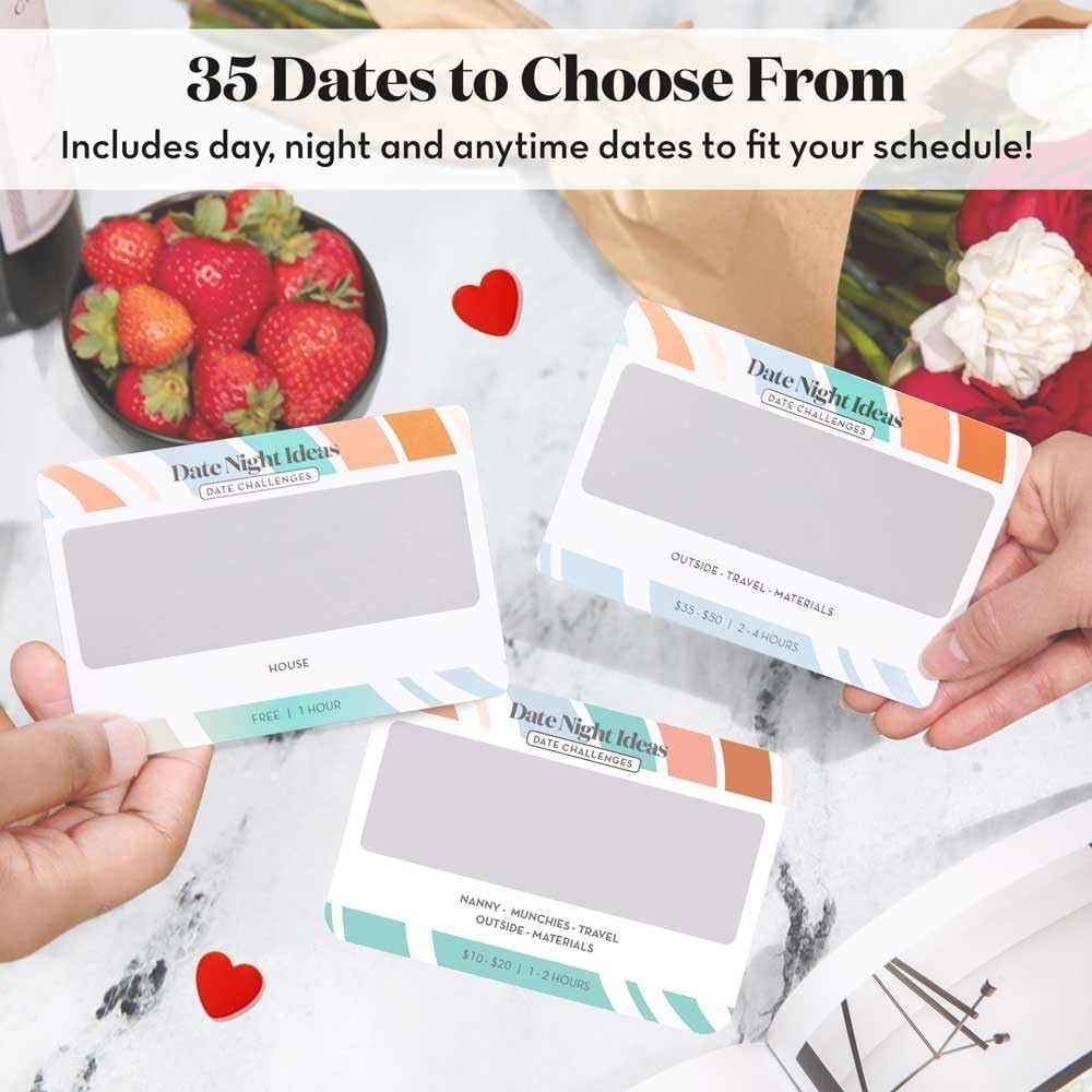 35 Scratch Off Date Night Ideas, Couples Standard Card Deck Size, Multicolor