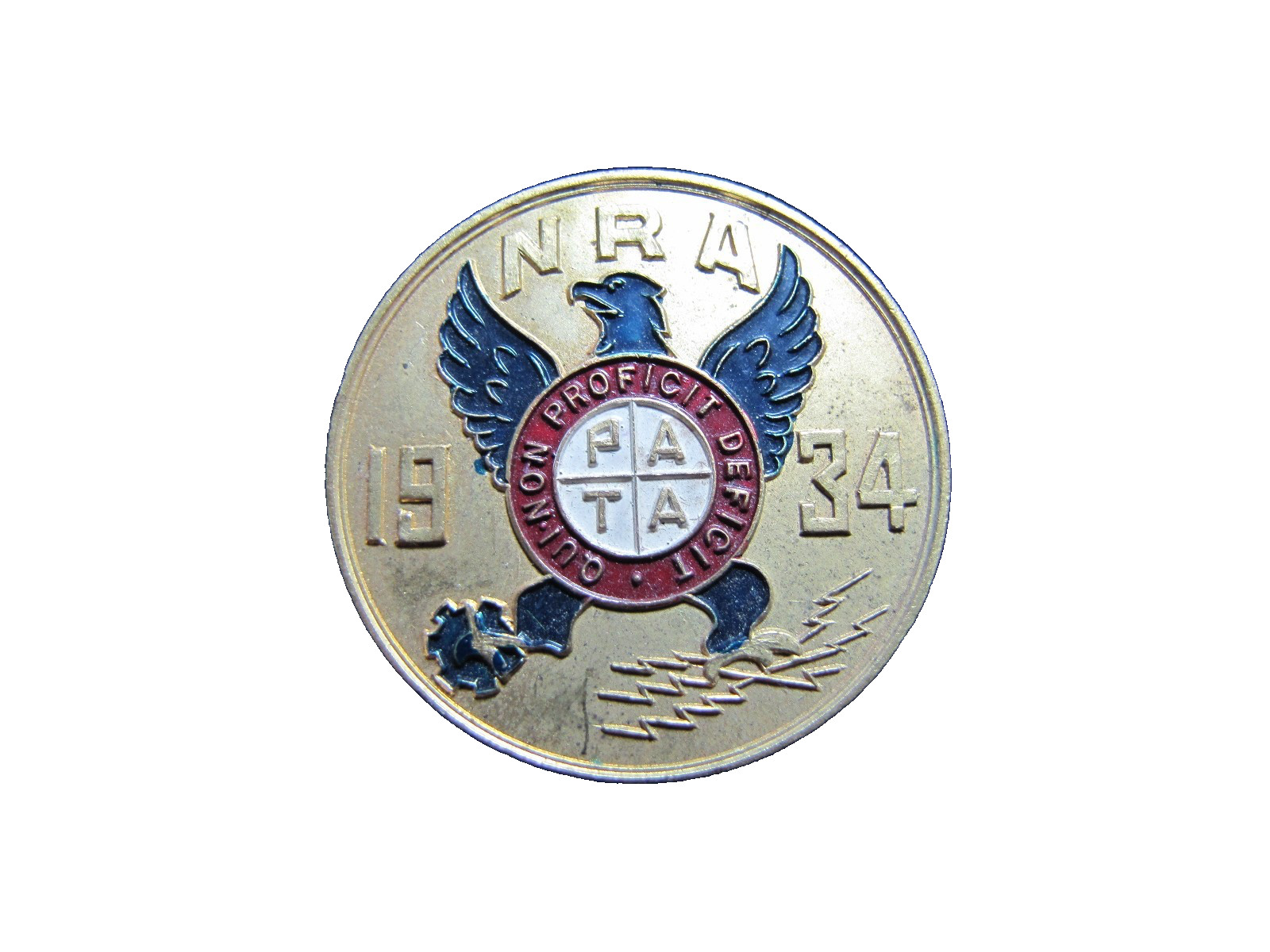 1934 NRA NATIONAL RECOVERY ACT Pin Pinback Enameled Red White Blue USA