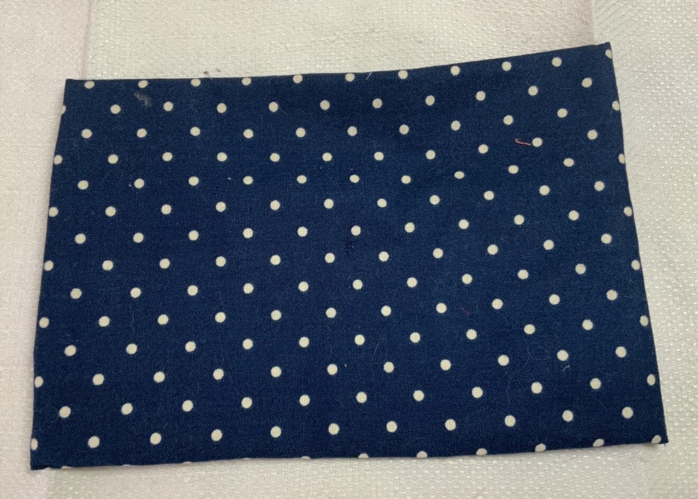 Patchwork Quilt Small Table Topper, Four Patch, Blue Calico Prints, Off White