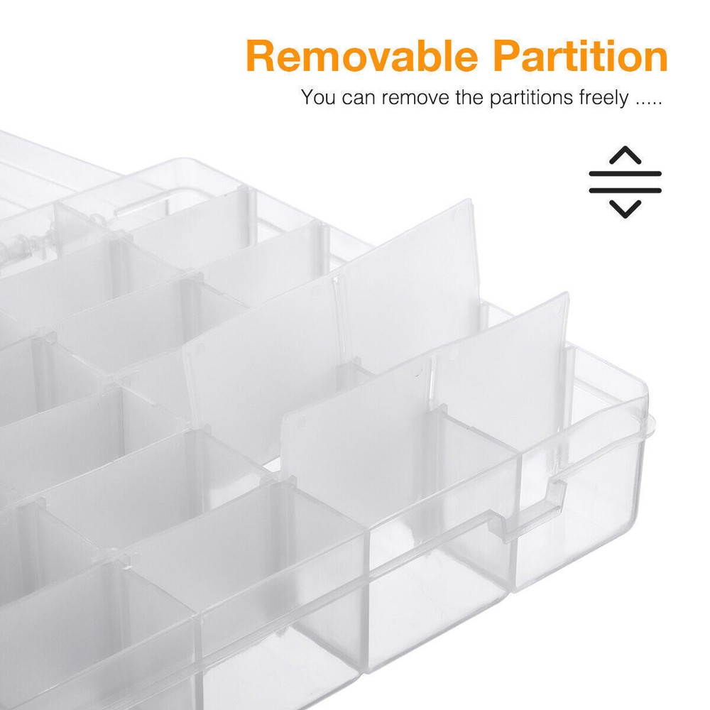 3 Pack 36 Grids Clear Plastic Organizer Storage Box Container Craft Adjustable