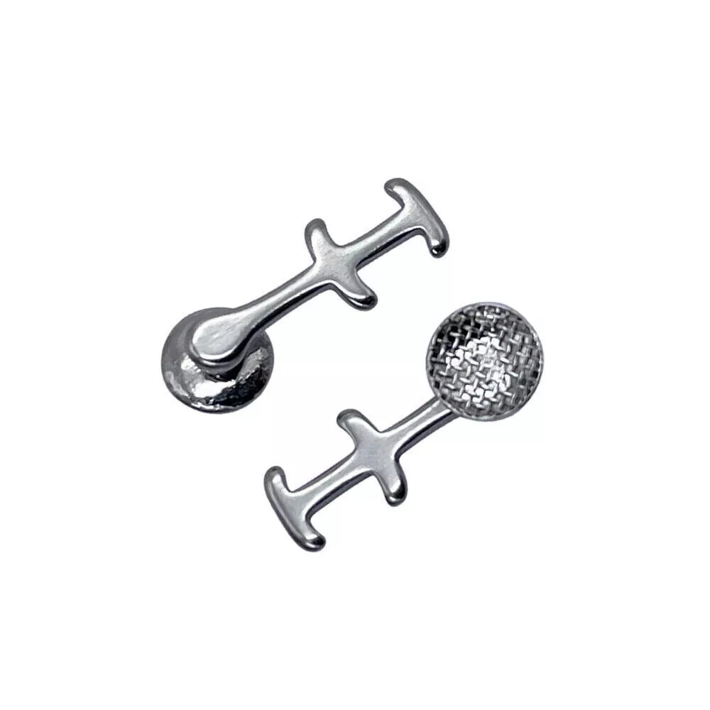 Dental Orthodontic Bondable Lingual Button Multi-hook Arms Braces Slid Crimpable