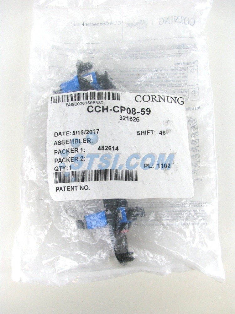 Corning CCH-CP08-59 Patch Panel, 4 SC Duplex OS2 Singlemode Adapters ~STSI