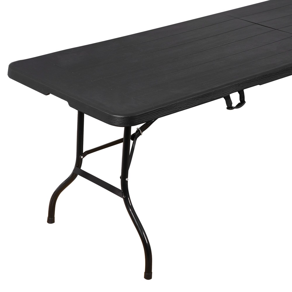 8FT Portable Folding Table Fold-in-Half Plastic Table for Dining Picnic Black