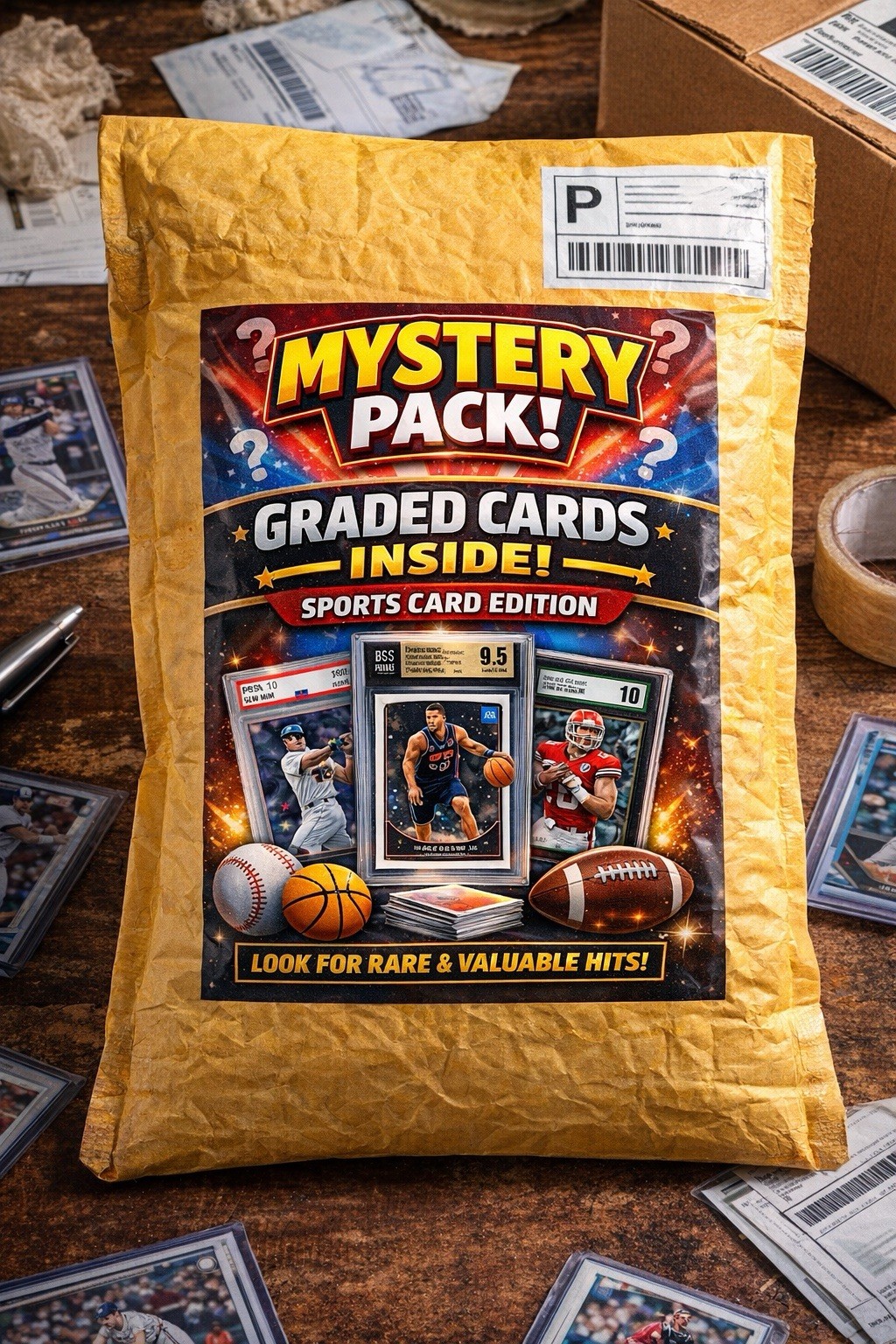 Mystery Pack Sports Card Edition - Guaranteed Graded Slab! 20 cards per pack!