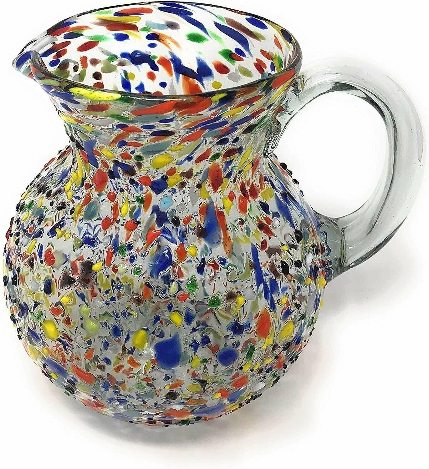 Confetti Rock Design Glass Pitcher - Juice, Margaritas, Water, Lemonade (84 oz)