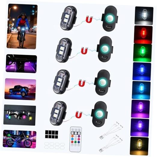 Wireless Mini Led Strobe Flashing Lights with Remote Control for Car, 8