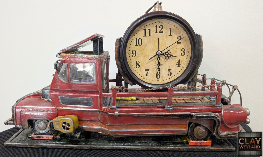 «TimeDeliver» - Post-Apocalyptic Abandoned & Rusty Truck Clock - OOAK