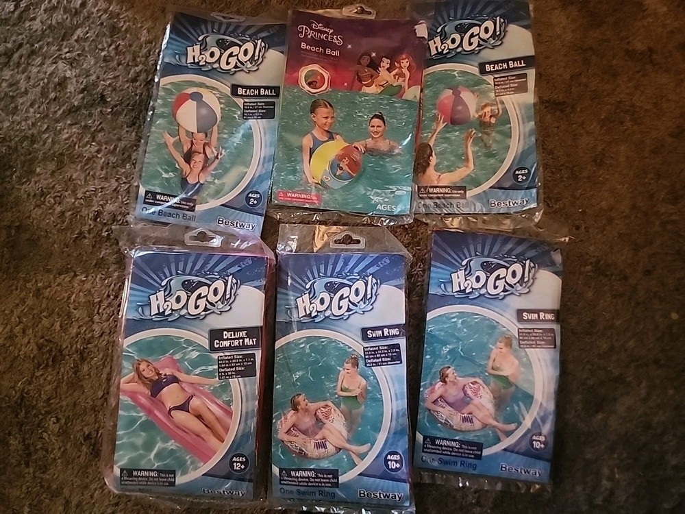 6 Pack Pool raft, Ball, abd Tube Set