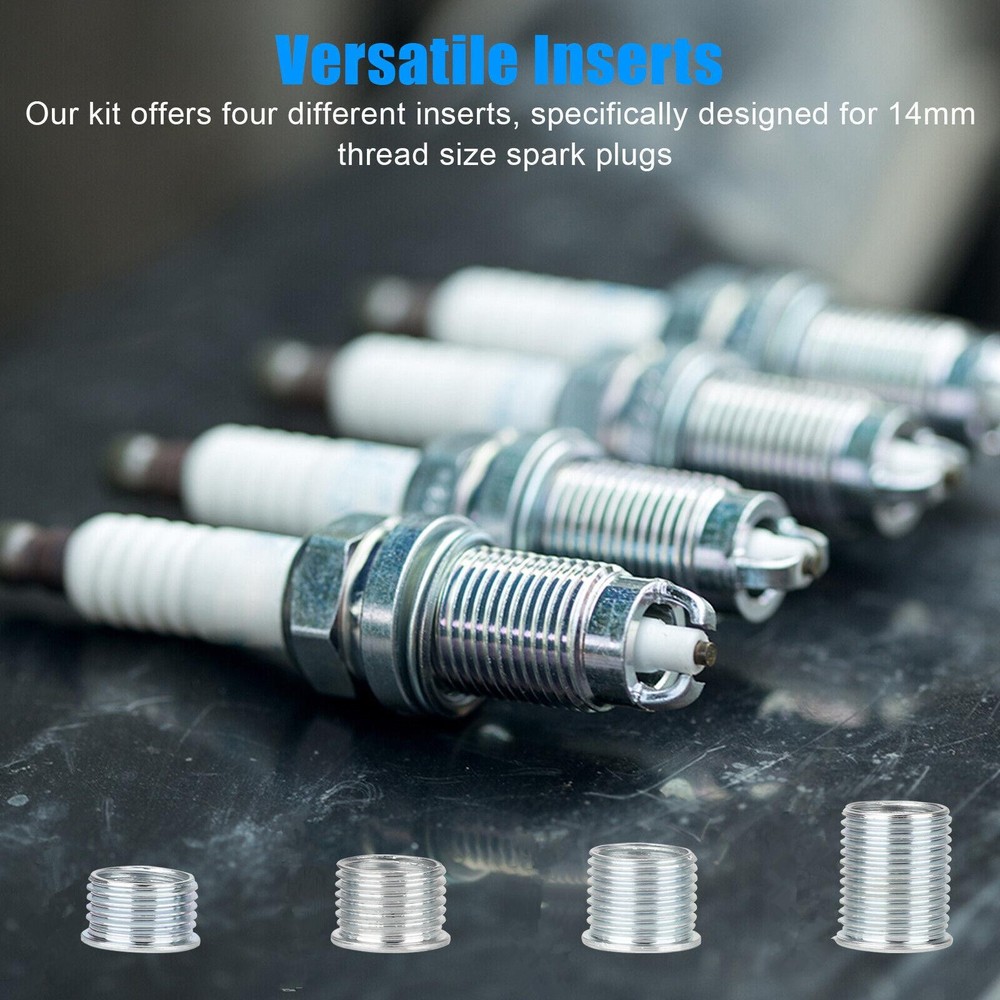 M14 x1.25 Spark Plug Rethread Thread Repair Kit Reamer Tap with 4 Inserts E