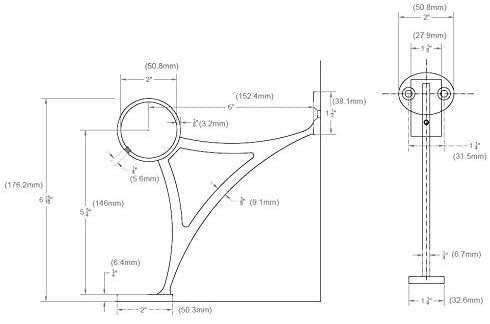 Satin Gold Finish 2" OD Stainless Steel Combination Bar Mount Foot Rail Kit