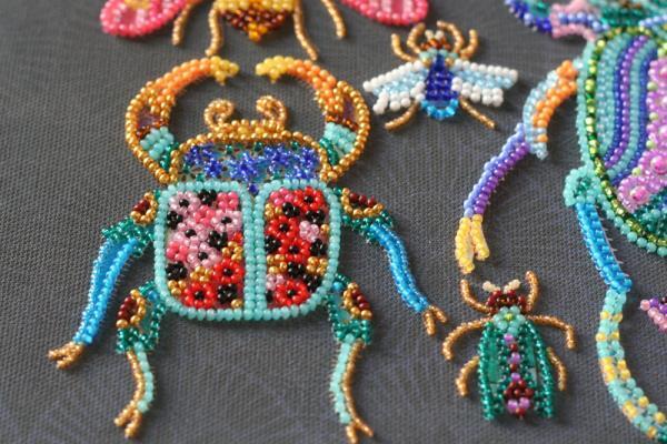 Bead embroidery kit Beetles needlework kit Art canvas beadwork pattern