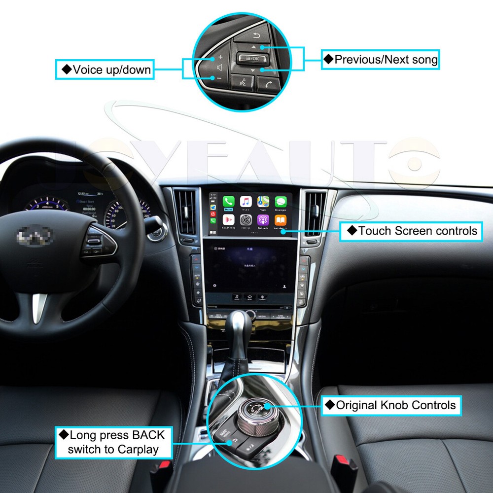 For Infiniti Carplay Android Auto Retrofit Decoder Q50 Q60 Interface 2015-2019