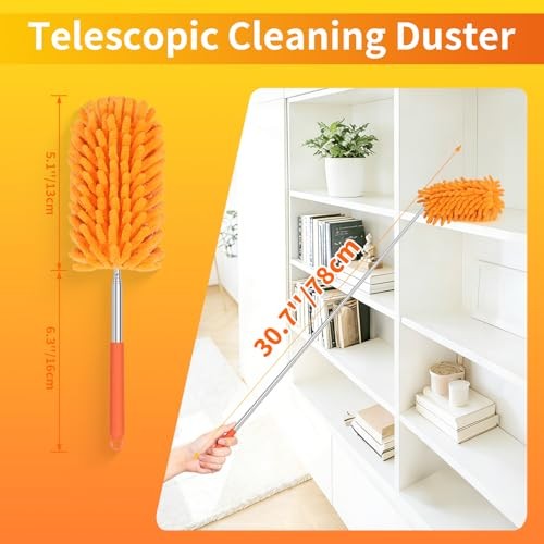 Hand Duster for Cleaning, 360° Bendable Duster with Telescoping 6 Pack Colorful