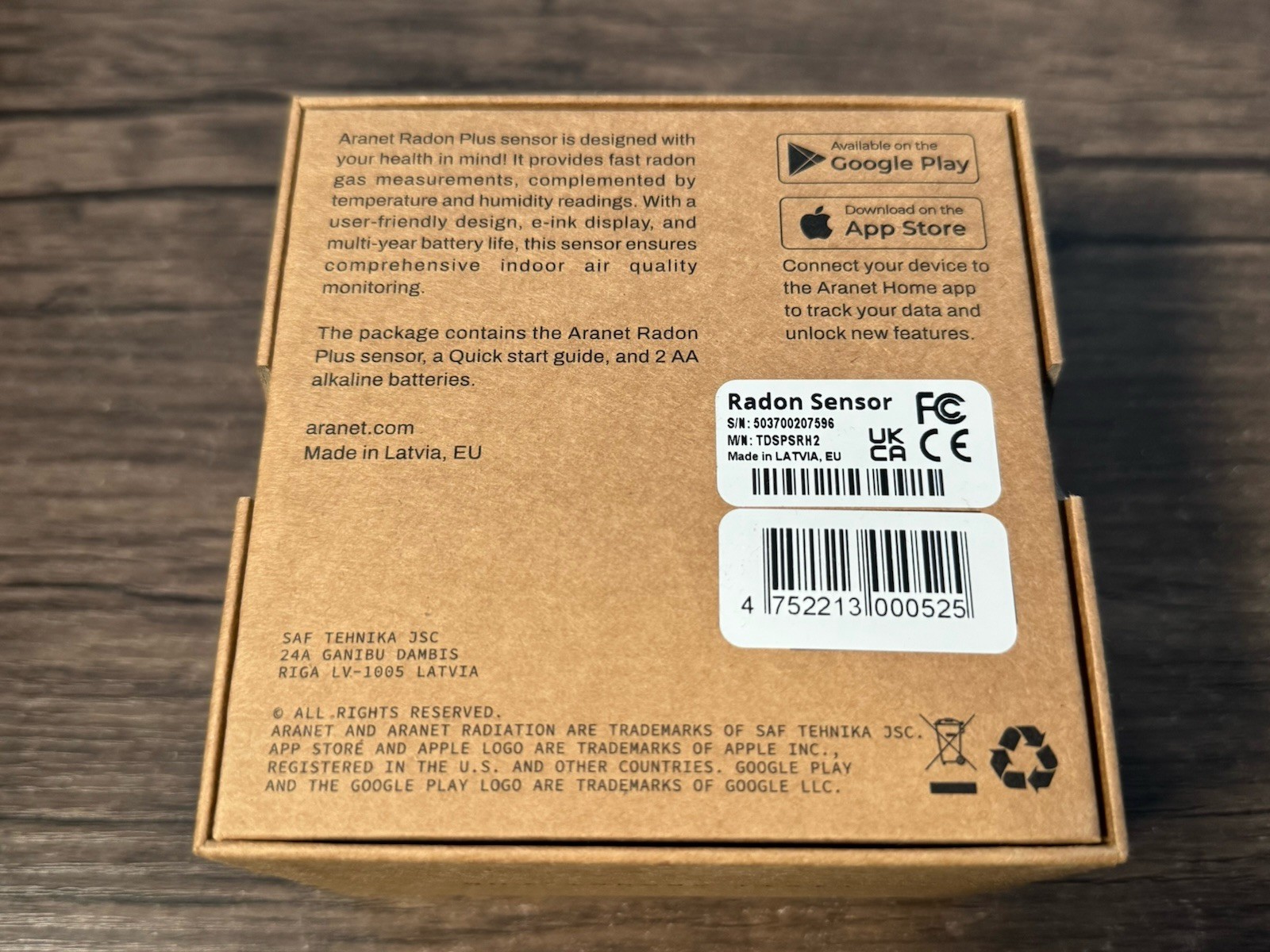 SAF Radon Detector Home 10-Min Measurement, Temperature Aranet Plus BRAND NEW