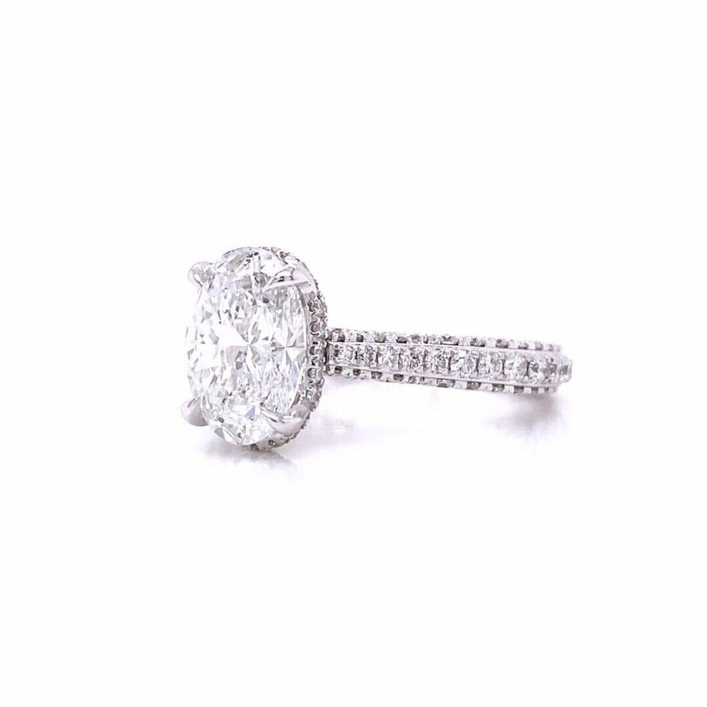 3 ct. Off-White Oval Cut lab created diamond Engagement ring -Certified