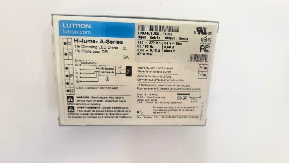 LUTRON L3DA4U1UMN- FA058  120-277V 54V MAX 37 W DRIVER