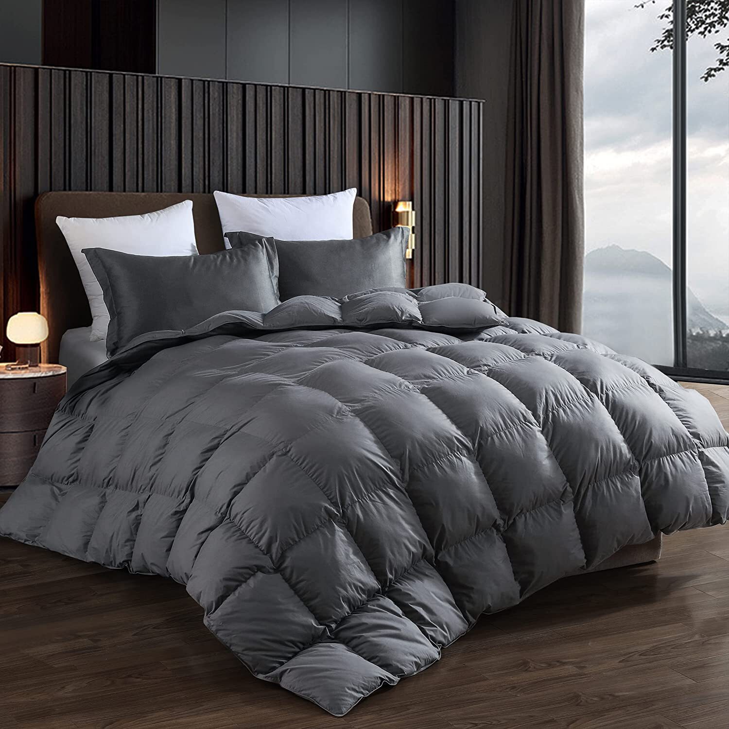 Goose Feathers Down Comforter All Season-100% Cotton 1200TC，King 106"x90"